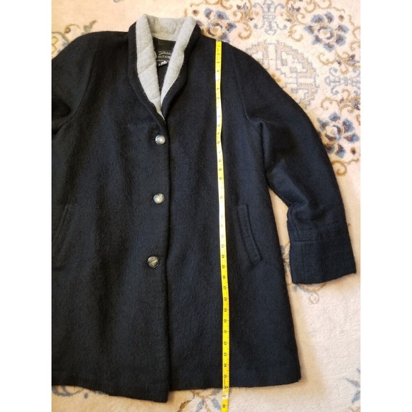 Rare HOLLIS ALPACA Peruvian Long Black Grey COAT Women's L Large Peru Max Ralph - Picture 8 of 11